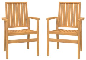 vidaXL Καρέκλες Κήπου Στοιβαζόμενες 2 τεμ. 56,5x57,5x91 εκ. Μασίφ Teak