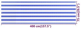 Διαχωριστικό Βεράντας Μπλε / Λευκό 75x400 εκ. από HDPE - Πολύχρωμο
