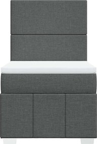 vidaXL Κρεβάτι Boxspring με Στρώμα Σκούρο Γκρι 80x200 εκ. Υφασμάτινο