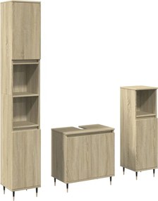 vidaXL Σετ Επίπλων Μπάνιου 3 Τεμαχίων Sonoma Δρυς Επεξεργασμένο Ξύλο