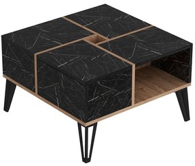 Τραπέζι Σαλονιού Nirvana 505CRL1415 71,8x71,8x43,8cm Marble Effect Black-Walnut