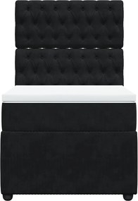 vidaXL Κρεβάτι Boxspring με Στρώμα Μαύρο 90x200 εκ. Βελούδινο