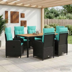 vidaXL Σετ Εξωτερικής Τραπέζης 7 τμχ. Black and Turquoise