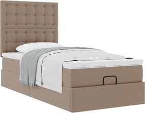 vidaXL Οθωμανικό κρεβάτι με στρώμα Cappucino 90x190cm Faux Leather