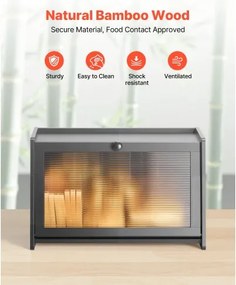 VEVOR Bread Box for Kitchen Counter Large Capacity Bamboo Storage Container