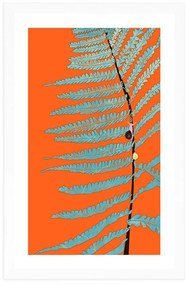 Αφίσα με παρπαστού Φύλλο σε πορτοκαλί φόντο - 40x60 white