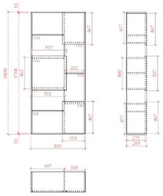 BOX ΒΙΒΛΙΟΘΗΚΗ SONOMA ΛΕΥΚΟ 80x30xH180cm