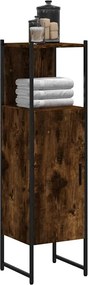 vidaXL Ντουλάπι Μπάνιου Καπνιστή Δρυς 33x33x120,5 εκ. Επεξεργ. Ξύλο