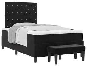 vidaXL Κρεβάτι με ελατήρια με στρώμα Μαύρο 120 x 190 cm Βελούδο