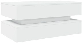 vidaXL Τραπεζάκι Σαλονιού με LED Λευκό 90 x 50 x 40 εκ.