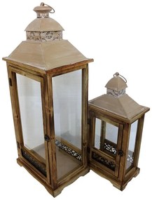 Φανάρι Retrica Inart σετ 2τεμ αλουμίνιο σε σκούρη καφέ απόχρωση 30.5x22.5x75.5 εκ.