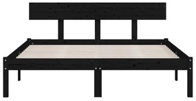 Πλαίσιο Κρεβατιού Μαύρο 135 x 190 εκ. Μασίφ Ξύλο Πεύκου Double - Μαύρο