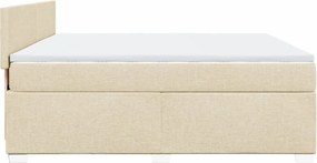 vidaXL Κρεβάτι Boxspring με Στρώμα Κρεμ 180x200 εκ. Υφασμάτινο