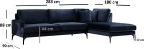 Corner Sofa Papira Corner Right (L3+Chl) - Navy Blue Navy Blue