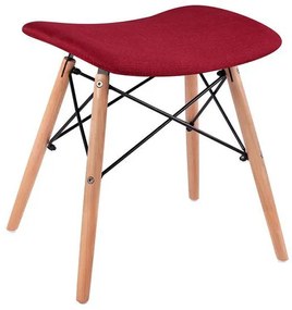 Stool with wooden legs Nely and pillow red  PU  36Χ47,5Χ46,5 cm