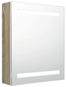 Καθρέφτης Μπάνιου με Ντουλάπι &amp; LED Λευκό και Δρυς 50x14x60 εκ. - Λευκό