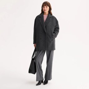 Κοντό παλτό με κουμπιά, από μάλλινο ύφασμα