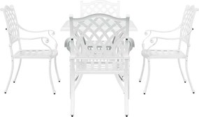 vidaXL Σερβίτσιο τραπεζιού κήπου 5 pcs Λευκό Χυτό αλουμίνιο