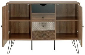 Μπουφές Boho με τέσσερα συρτάρια καρυδί μεταλλικά πόδια 122x39,5x86εκ 122x39.5x86 εκ.