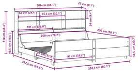 Κρεβάτι Βιβλιοθήκη Χωρίς Στρώμα 200x200 εκ Μασίφ Ξύλο - Καφέ