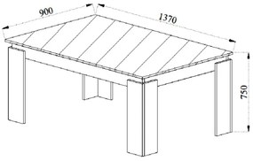 Τραπεζαρία VIKI Wenge-Λευκό με εφέ Μάρμαρο 137x90x75cm - Μελαμίνη - IR-VIKICHOCOWHITE