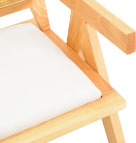 Πολυθρόνα Winslow pakoworld rubberwood σε φυσική απόχρωση-ύφασμα λευκό 51x54x80εκ