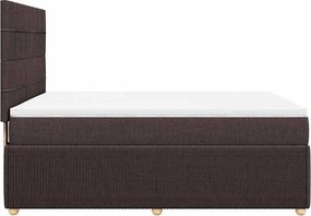 vidaXL Κρεβάτι Boxspring με Στρώμα Σκούρο Καφέ 140x200 εκ Υφασμάτινο