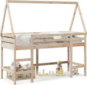 vidaXL Υπερυψ. Κρεβάτι 90x190 εκ. Μασίφ Πεύκο με Σκάλα / Οροφή