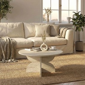 Τραπεζάκι σαλονιού Mara Megapap χρώμα travertine Ø75x36,8εκ.