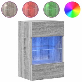 vidaXL Κρεμαστά ντουλάπια με φώτα LED για τηλεόραση 2 Τεμ. Γκρι Sonoma 40x30x60,5 εκ.