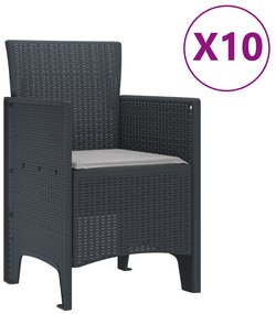 vidaXL Σετ Τραπεζαρίας Κήπου 11 Τεμαχίων με Μαξιλάρια Ανθρακί από Πολυ Ράτα