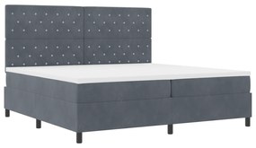 vidaXL Κρεβάτι με Στρώμα & LED Γκρίζο Σκούρο 200x200 cm Βελούδο