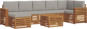 vidaXL Σειρά Καναπέ Εξωτερικού 8 pcs Φυσικό και Ανοιχτό Γκρι