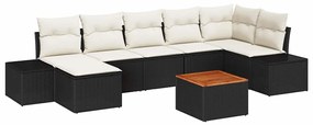 vidaXL Σετ Καναπέ Κήπου με μαξιλάρι 8 pcs Μαύρο Πολυ ράταν