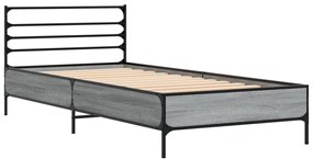 vidaXL Πλαίσιο Κρεβατιού Γκρι Sonoma 75x190 εκ. Επεξ. Ξύλο &amp; Μέταλλο