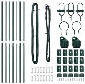 vidaXL Στύλος Περιφράξεων 7 pcs Πράσινο Ατσάλι