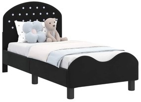 vidaXL Κρεβατική βάση για παιδιά με προσκέφαλο Μαύρο 70 x 140 cm