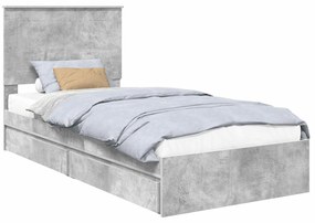 vidaXL Κρεβάτι Αποθήκης Σκυρόδεμα Γκρι 90 x 190 cm Επεξεργασμένο ξύλο