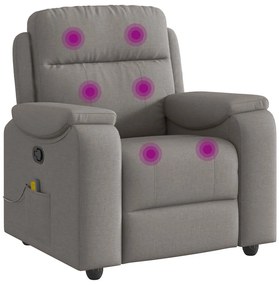 vidaXL Πολυθρόνα Μασάζ Ανακλινόμενη Taupe Υφασμάτινη