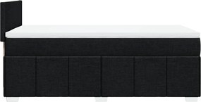 vidaXL Κρεβάτι Boxspring με Στρώμα Μαύρο 90x190 εκ.Υφασμάτινο