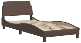 Κρεβάτι με Στρώμα Καφέ 90x200 εκ. από Συνθετικό Δέρμα - Καφέ