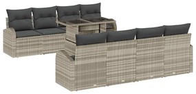 vidaXL Σετ Καναπέ Κήπου 9 pcs Ανοιχτό γκρι 100 x 55 x 73 εκ.