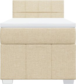 vidaXL Κρεβάτι Boxspring με Στρώμα Κρεμ 100 x 200 εκ. Υφασμάτινο