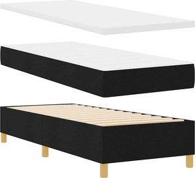 vidaXL LED Κρεβάτι με βάθρο με κεφαλάρι Μαύρο 80 x 200 cm ύφασμα