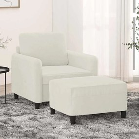 vidaXL Πολυθρόνα Κρεμ 60 εκ. Βελούδινη με Υποπόδιο