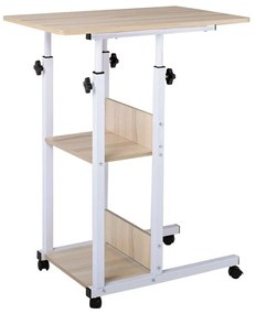 LIFT Βοηθητικό Τραπεζάκι Μέταλλο Βαφή Άσπρο, Melamine Απόχρωση Maple  60x40x78/92cm [-Άσπρο-, -Φυσικό-] [-Melamine-, -Μέταλλο-] ΕΜ48,1