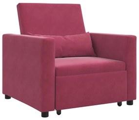 vidaXL Μονός καναπές-κρεβάτι Μπορντό 90 x 165 x 87 εκ. Βελούδο