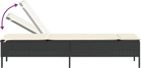 vidaXL Ξαπλώστρα Μαύρη από Συνθετικό Ρατάν με Μαξιλάρι