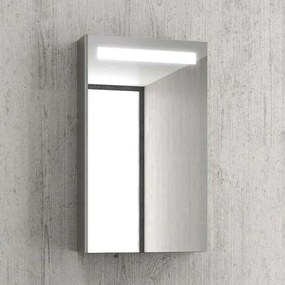 Καθρέπτης Μπάνιου Με Ντουλάπι Και Φως Led PIC007 40x67cm Clear Karag Stainless Steel,Glass