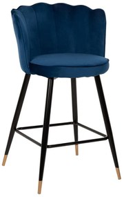 Σκαμπό Μπαρ Μεσαίου Ύψους Vesna HM8736.08 50x50x90cm Blue Velvet, Metal